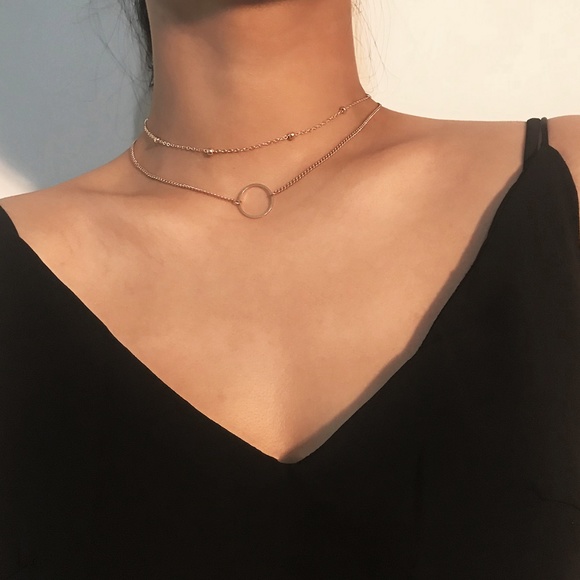 Boutique Minimalist Double Layers Choker Necklace - Picture 2 of 4